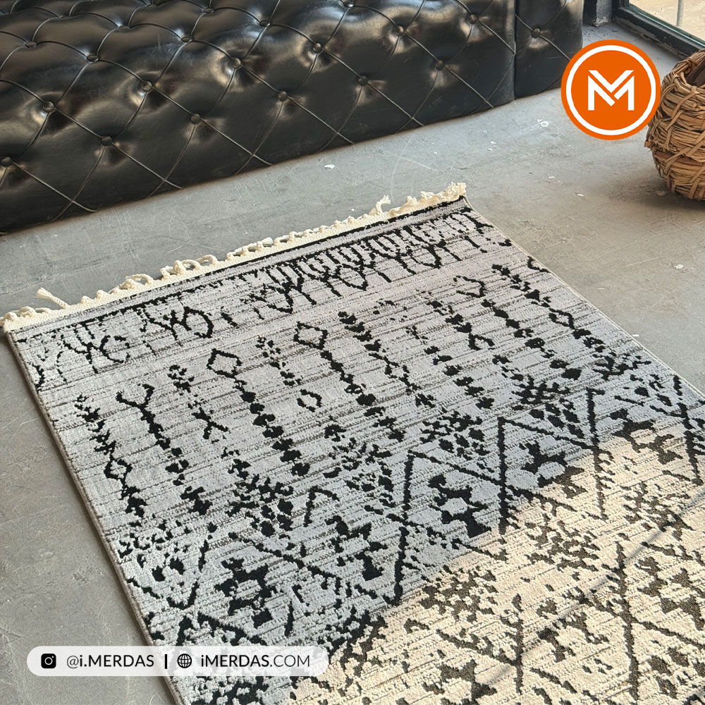 فرش کناره کد 41294 زمینه نقره ای نقره ای